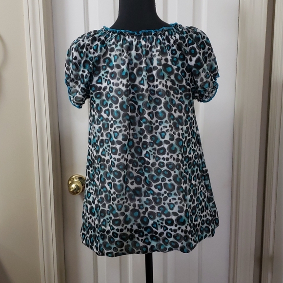 George Girls Turquoise and Black Blouse - Picture 2 of 12